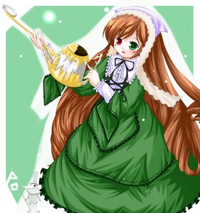 Rating: Safe Score: 0 Tags: 1girl blush brown_hair dress drill_hair frills green_dress green_eyes head_scarf heterochromia image long_hair long_sleeves looking_at_viewer red_eyes solo suiseiseki twin_drills very_long_hair watering_can User: admin