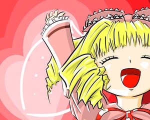 Rating: Safe Score: 0 Tags: 1girl blonde_hair closed_eyes dress drill_hair hinaichigo image long_sleeves open_mouth parody ribbon smile solo upper_body User: admin