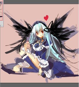 Rating: Safe Score: 0 Tags: 1girl black_ribbon black_wings dress feathers flower frills hairband heart image long_hair long_sleeves looking_at_viewer red_eyes ribbon rose silver_hair sitting solo suigintou very_long_hair wings User: admin
