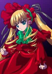 Rating: Safe Score: 0 Tags: 1girl blonde_hair blue_eyes bonnet bow bowtie dress flower green_bow green_neckwear image long_hair long_sleeves looking_at_viewer red_dress rose shinku sidelocks simple_background solo twintails User: admin