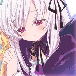 Rating: Safe Score: 0 Tags: 1girl bangs black_dress black_ribbon blush closed_mouth dress eyebrows_visible_through_hair hair_ribbon image long_hair long_sleeves looking_at_viewer red_eyes ribbon simple_background smile solo suigintou upper_body User: admin