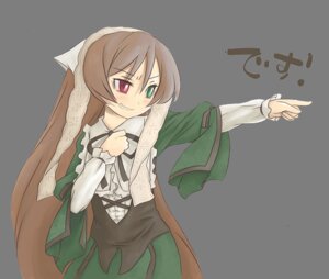 Rating: Safe Score: 0 Tags: 1girl brown_hair dress frills green_eyes head_scarf heterochromia image long_hair long_sleeves red_eyes simple_background smile solo souseiseki suiseiseki white_background User: admin