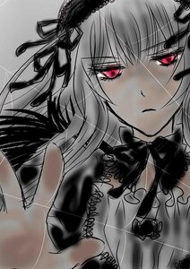 Rating: Safe Score: 0 Tags: 1girl auto_tagged black_wings blush dress flower hairband image long_hair looking_at_viewer monochrome red_eyes ribbon rose signature solo suigintou wings User: admin