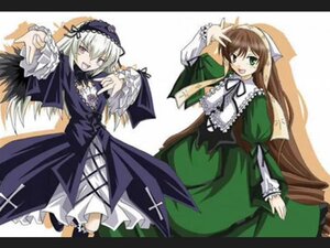 Rating: Safe Score: 0 Tags: 2girls brown_hair dress frills green_eyes hairband image letterboxed long_hair long_sleeves looking_at_viewer multiple_girls open_mouth pair pink_eyes silver_hair smile suigintou suiseiseki very_long_hair white_background wings User: admin