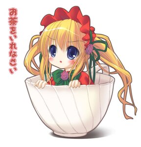 Rating: Safe Score: 0 Tags: 1girl :o blonde_hair blue_eyes blush bow bowtie cup dress flower frills image imageboard_desourced in_container long_hair long_sleeves looking_at_viewer non-web_source rose rozen_maiden shinku simple_background solo striped teacup translated twintails white_background User: admin