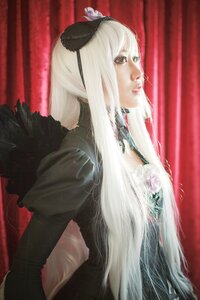 Rating: Safe Score: 0 Tags: 1girl black_wings curtains feathered_wings feathers flower gothic_lolita lace lips long_hair solo suigintou upper_body white_hair wings User: admin