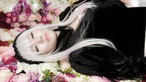 Rating: Safe Score: 0 Tags: 1girl bangs black_dress closed_eyes closed_mouth dress eyelashes flower gothic_lolita hairband lace lips lolita_fashion long_hair pink_flower pink_rose rose solo suigintou upper_body white_hair User: admin