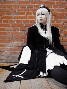 Rating: Safe Score: 0 Tags: 1girl black_dress black_legwear brick_wall chain-link_fence dress frills gothic_lolita hairband lolita_fashion long_hair long_sleeves pantyhose sitting solo suigintou tiles wall User: admin