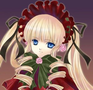 Rating: Safe Score: 0 Tags: 1girl artist_request bangs blonde_hair blue_eyes bonnet bow bowtie drill_hair flower green_bow image long_hair long_sleeves looking_at_viewer pink_flower pink_rose rose rozen_maiden shinku sidelocks simple_background solo twin_drills twintails upper_body User: admin