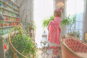 Rating: Safe Score: 0 Tags: 1girl blonde_hair bow dress hair_bow hinaichigo pink_dress plant potted_plant short_hair solo standing window User: admin