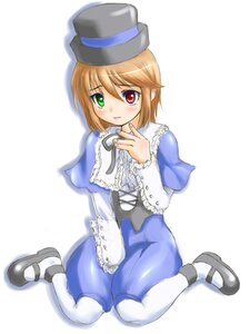 Rating: Safe Score: 0 Tags: 1girl black_footwear blue_dress blush brown_hair commentary_request dress frills full_body ginjyasei green_eyes hat heterochromia image long_sleeves looking_at_viewer mary_janes pantyhose red_eyes rozen_maiden shoes short_hair sitting solo souseiseki top_hat wariza white_background white_legwear User: admin