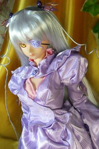 Rating: Safe Score: 0 Tags: 1girl barasuishou doll dress eyepatch frills hair_ornament heterochromia lips long_hair solo traditional_media yellow_eyes User: admin