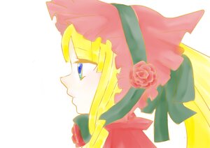 Rating: Safe Score: 0 Tags: 1girl bangs blonde_hair blue_eyes bonnet bow closed_mouth face flower from_side image long_hair portrait profile red_flower red_rose rose shinku simple_background solo striped striped_background white_background User: admin