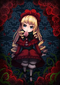 Rating: Safe Score: 0 Tags: 1girl blonde_hair bloomers blue_eyes bonnet bow dress drill_hair flower image lolita_fashion long_hair red_flower red_rose rose rose_petals shinku solo underwear User: admin