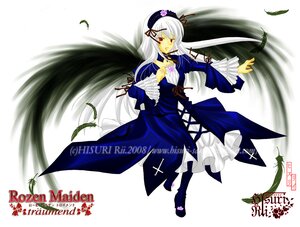 Rating: Safe Score: 0 Tags: 1girl black_wings blue_dress boots copyright_name cross dress feathers flower frilled_sleeves frills full_body hairband image long_hair long_sleeves looking_at_viewer puffy_sleeves red_eyes ribbon rose silver_hair simple_background solo standing suigintou very_long_hair white_background wings User: admin