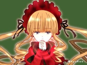 Rating: Safe Score: 0 Tags: 1girl blonde_hair blue_eyes bonnet bow dress drill_hair green_background image long_hair long_sleeves looking_at_viewer red_dress shinku simple_background solo twin_drills twintails User: admin