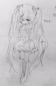 Rating: Safe Score: 0 Tags: 1girl boots cross-laced_footwear dress full_body greyscale hair_ornament hatsune_miku image kirakishou knee_boots long_hair monochrome solo standing traditional_media twintails very_long_hair User: admin
