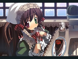 Rating: Safe Score: 0 Tags: 1girl black_tea blush brown_hair cactus cake chair commentary_request cup dated food fork frills goriyaku green_eyes heterochromia image letterboxed long_hair mug pastry plate red_eyes ribbon rozen_maiden sitting solo spoon steam suiseiseki table tea upper_body utensil_in_mouth User: admin