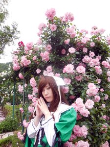 Rating: Safe Score: 0 Tags: 1girl brown_eyes brown_hair dress flower lips long_hair outdoors pink_flower pink_rose realistic solo suiseiseki User: admin