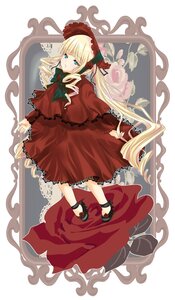 Rating: Safe Score: 0 Tags: 1girl blonde_hair blue_eyes bonnet bow bowtie capelet dress flower full_body image long_hair long_sleeves looking_at_viewer red_dress rose shinku shoes solo standing twintails very_long_hair User: admin