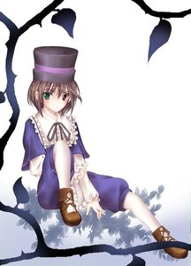 Rating: Safe Score: 0 Tags: 1girl blue_dress blush brown_footwear brown_hair dress frills full_body green_eyes hat heterochromia image long_sleeves looking_at_viewer red_eyes short_hair sitting solo souseiseki top_hat underwear User: admin