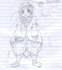 Rating: Safe Score: 0 Tags: 1girl blue_theme bow bowtie dress full_body hat image kanaria long_sleeves looking_at_viewer monochrome shoes short_hair sketch smile solo standing User: admin