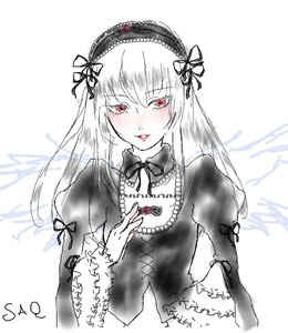 Rating: Safe Score: 0 Tags: 1girl black_dress black_ribbon blush dress frills hairband image juliet_sleeves lolita_hairband long_hair long_sleeves looking_at_viewer puffy_sleeves red_eyes ribbon solo suigintou upper_body white_background User: admin