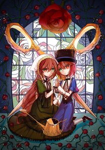 Rating: Safe Score: 0 Tags: 2girls blue_rose bonnet braid choker dress flower green_dress green_eyes hat heterochromia holding_hands image interlocked_fingers lolita_fashion long_hair multiple_girls pair plant purple_rose red_flower red_hair red_rose rose short_hair siblings sisters souseiseki suiseiseki thorns twins vines weapon yellow_rose User: admin