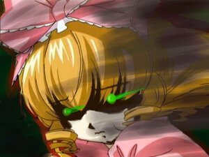 Rating: Safe Score: 0 Tags: 1girl blonde_hair bow close-up face frills hina_ichigo hinaichigo image kagiyama_hina ribbon shinku solo tears User: admin