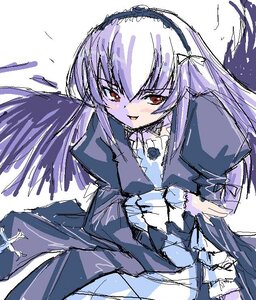 Rating: Safe Score: 0 Tags: 1girl bangs blush dress frills hairband image juliet_sleeves long_hair long_sleeves looking_at_viewer red_eyes rose rozen_maiden shinshin silver_hair simple_background solo suigintou very_long_hair white_background wings User: admin