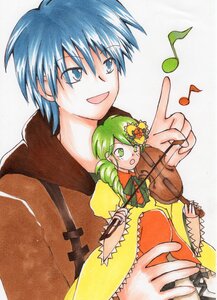 Rating: Safe Score: 0 Tags: 1boy 1girl acoustic_guitar beamed_eighth_notes beamed_sixteenth_notes blue_eyes blue_hair bow drill_hair eighth_note electric_guitar green_eyes green_hair guitar image instrument kanaria marker_(medium) music musical_note playing_instrument plectrum quarter_note singing sixteenth_note solo spoken_musical_note traditional_media violin User: admin