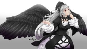 Rating: Safe Score: 0 Tags: 1girl bangs black_dress black_wings doll_joints dress feathered_wings feathers frills gothic_lolita hairband hat image joints lolita_fashion long_hair long_sleeves red_eyes ribbon solo suigintou very_long_hair wings User: admin