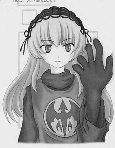 Rating: Safe Score: 0 Tags: 1girl greyscale hairband image lolita_hairband long_hair long_sleeves looking_at_viewer monochrome ribbon smile solo suigintou upper_body User: admin