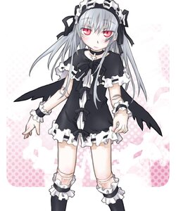 Rating: Safe Score: 0 Tags: 1girl black_dress black_legwear black_wings blush commentary_request doll_joints dress frilled_legwear frills gothic_lolita hairband highres image joints kakashichi kneehighs lolita_fashion lolita_hairband long_hair looking_at_viewer pink_eyes red_eyes rozen_maiden silver_hair socks solo standing suigintou wings wristband User: admin