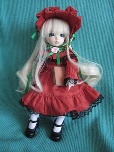 Rating: Safe Score: 0 Tags: 1girl blonde_hair blue_eyes bonnet bow doll dress flower hat long_hair long_sleeves looking_at_viewer mary_janes red_dress rose shinku shoes solo traditional_media very_long_hair User: admin