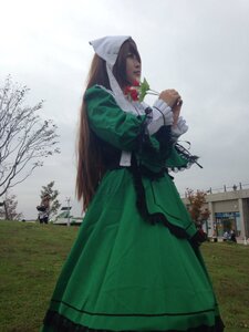 Rating: Safe Score: 0 Tags: 1girl dress hat long_hair long_sleeves outdoors solo suiseiseki tree User: admin