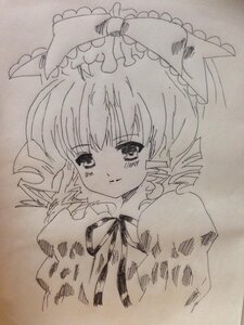 Rating: Safe Score: 0 Tags: 1girl bangs dress drill_hair eyebrows_visible_through_hair frills graphite_(medium) greyscale hat hinaichigo image monochrome neck_ribbon photo puffy_sleeves ribbon solo traditional_media upper_body wings User: admin