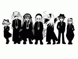 Rating: Safe Score: 0 Tags: 6+girls artist_request bespectacled bow cigarette closed_mouth crossover everyone formal fujiwara_no_mokou ghost_in_the_shell_lineup glasses greyscale hair_bow hair_ribbon hands_in_pockets hat hina_ichigo image jacket kanaria kirakishou koakuma lineup long_hair long_sleeves looking_at_viewer monochrome multiple multiple_girls necktie pants parody rozen_maiden shinku short_hair sketch smile smoking souseiseki standing suigintou suiseiseki suit sunglasses tagme twintails User: admin