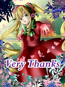 Rating: Safe Score: 0 Tags: 1girl blonde_hair blue_eyes bonnet bow bowtie dress drill_hair flower green_bow green_neckwear image long_hair long_sleeves looking_at_viewer petals pink_flower red_dress rose rose_petals shinku solo twintails User: admin