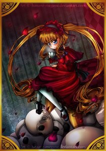 Rating: Safe Score: 0 Tags: 1girl blonde_hair blue_eyes bonnet bow checkered checkered_floor cup dress holding_cup image long_hair petals red_dress rose_petals shinku shoes sitting solo teacup twintails very_long_hair User: admin