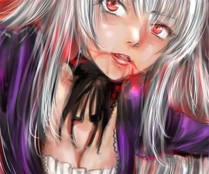 Rating: Safe Score: 0 Tags: 1girl auto_tagged blood breasts cleavage close-up dress image lips long_hair looking_at_viewer medium_breasts osakana_(denpa_yun'yun) red_eyes rozen_maiden silver_hair smile solo suigintou User: admin