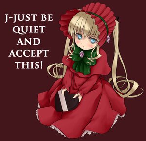 Rating: Safe Score: 0 Tags: 1girl 86800 blonde_hair blue_eyes blush bonnet bow bowtie dress flower green_bow image long_hair long_sleeves red_dress rose shinku simple_background sitting solo twintails User: admin