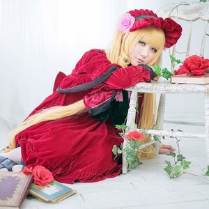 Rating: Safe Score: 0 Tags: 1girl bangs blonde_hair blue_eyes bonnet dress flower lips long_hair long_sleeves looking_at_viewer pink_flower pink_rose red_dress red_flower red_rose rose shinku sitting solo traditional_media User: admin