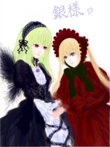 Rating: Safe Score: 0 Tags: 2girls blonde_hair blue_eyes bonnet dress image long_hair long_sleeves looking_at_viewer multiple_girls pair red_eyes shinku simple_background suigintou wings User: admin