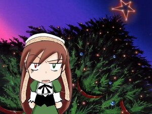 Rating: Safe Score: 0 Tags: 1girl brown_hair bush christmas_tree cloud dress grass green_eyes hairband heterochromia image long_hair open_mouth outdoors red_eyes sky solo star_(symbol) suiseiseki tree User: admin
