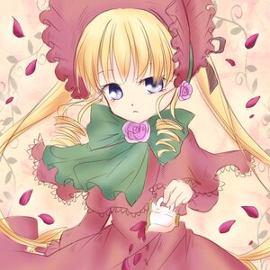 Rating: Safe Score: 0 Tags: 1girl blonde_hair blue_eyes bonnet bow dress drill_hair flower frills image long_hair long_sleeves looking_at_viewer petals pink_flower pink_rose rose rose_petals shinku solo twin_drills twintails User: admin