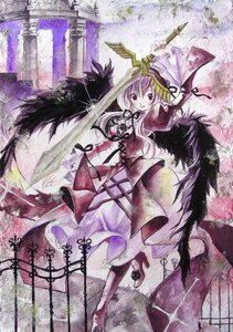 Rating: Safe Score: 0 Tags: 1girl dress hat image mystia_lorelei pink_hair red_eyes smile solo suigintou traditional_media wings User: admin