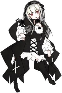 Rating: Safe Score: 0 Tags: 1girl bangs black_footwear boots detached_collar dress eyebrows_visible_through_hair frills full_body hairband image long_hair long_sleeves looking_at_viewer open_mouth red_eyes ribbon simple_background solo standing suigintou white_background User: admin