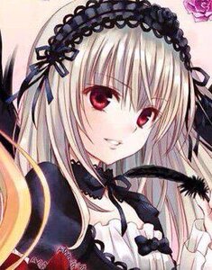 Rating: Safe Score: 0 Tags: 1girl auto_tagged black_ribbon blonde_hair blush detached_collar dress flower frills hairband image lolita_hairband long_hair long_sleeves looking_at_viewer red_eyes ribbon rose silver_hair smile solo suigintou traditional_media wings User: admin