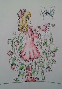 Rating: Safe Score: 0 Tags: 1girl blonde_hair bow bug butterfly dress hinaichigo image insect leaf long_sleeves profile shoes solo traditional_media watercolor_(medium) User: admin